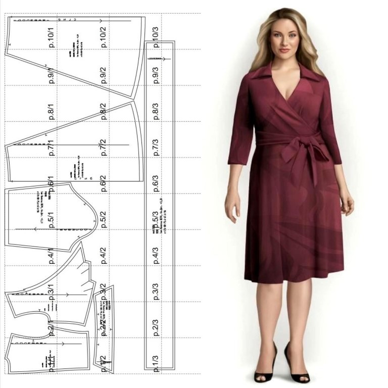 Отрезное платье с запахом выкройка Отрезное платье с запахом выкройка